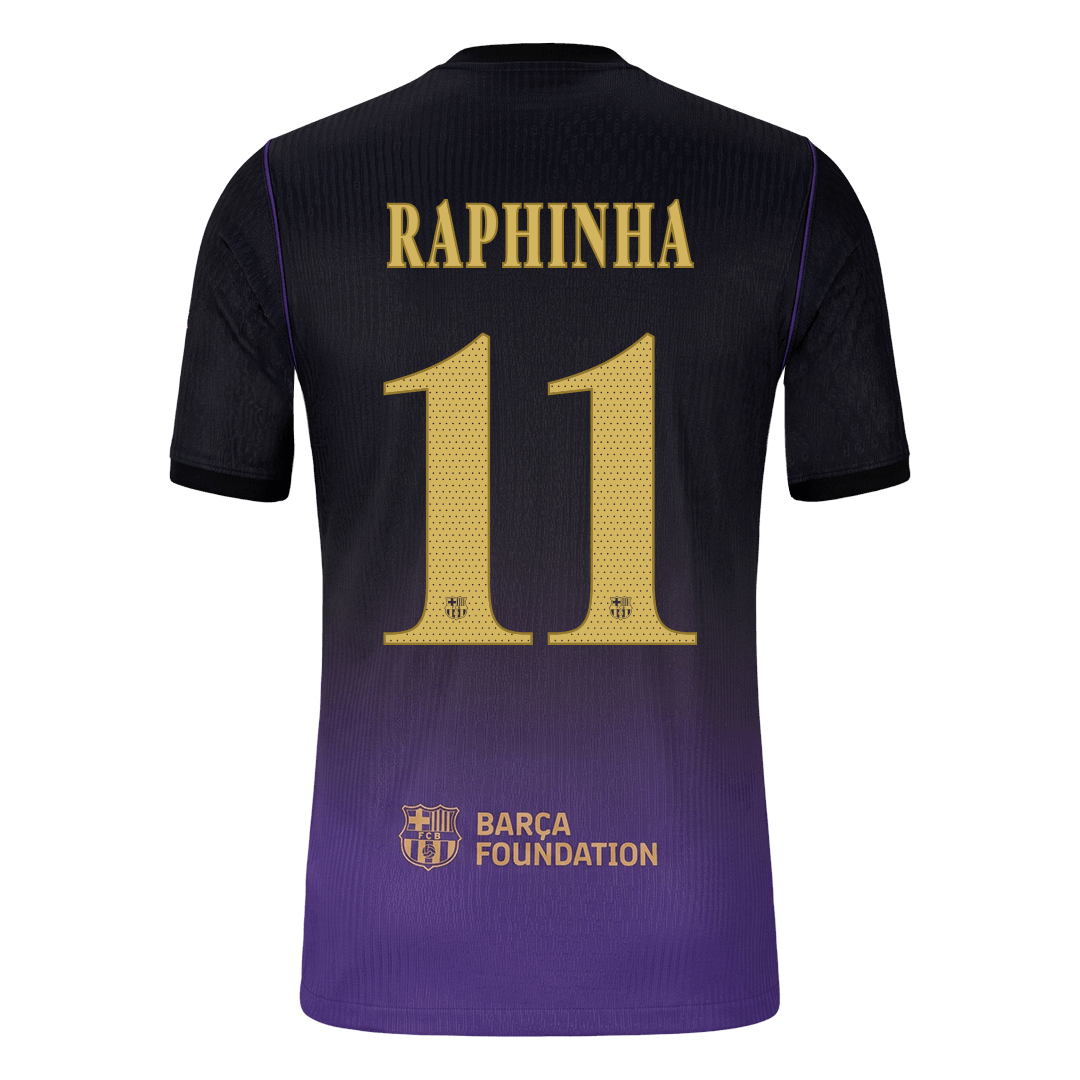 RAPHINHA #11 Barcelone Extérieur Maillot 2026/27 Black/Purple Joueur - UCL