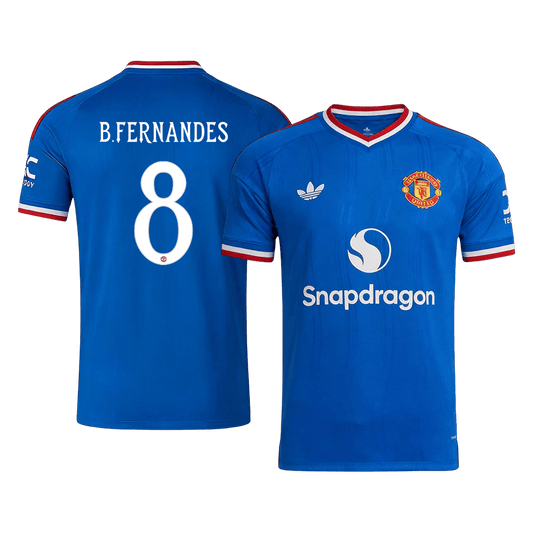 B. FERNANDES #8 Manchester United Extérieur Maillot 2026/27 Bleu - UCL