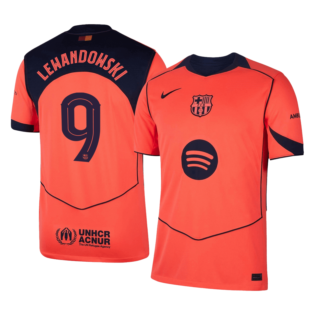 LEWANDOWSKI #9 Barcelona Derde Shirt 2025/26 Oranje - UCL