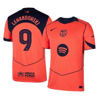 LEWANDOWSKI #9 Barcelona Derde Shirt 2025/26 Oranje - UCL