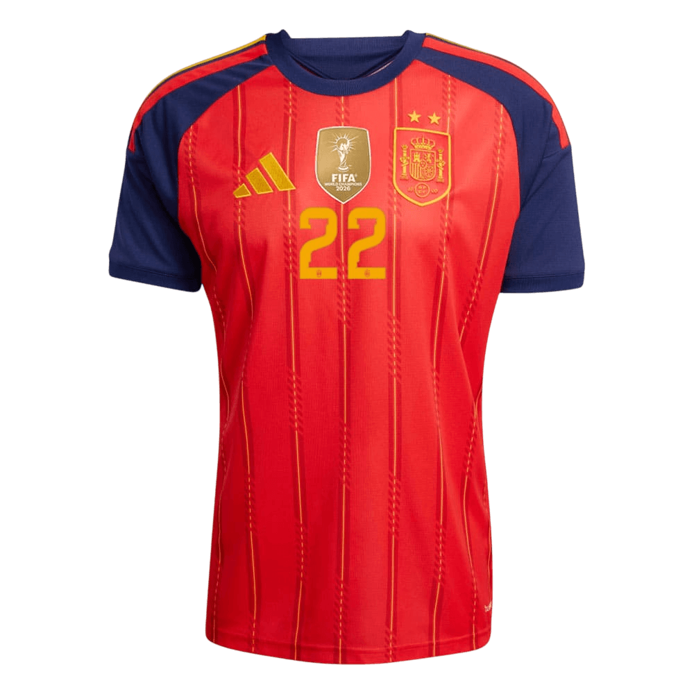 CUBARSÍ #22 Espagne Domicile Maillot 2 Stars - Champion Edition - Coupe du Monde 2026 Rouge