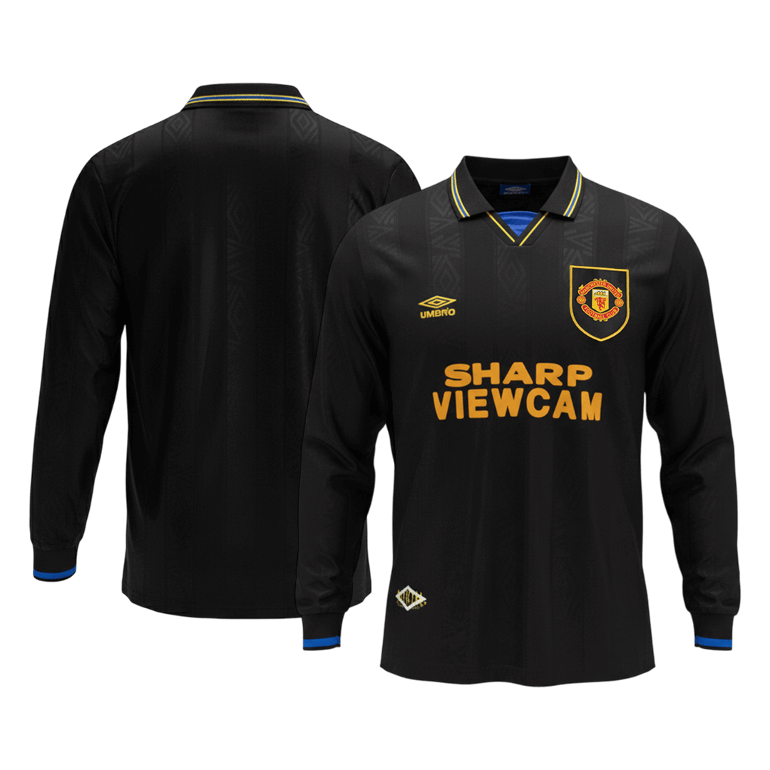 Retro Manchester United Extérieur Maillot Manches Longues 1993/94 Noir