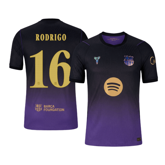 RODRIGO #16 Barcelone Extérieur Maillot 2026/27 Black/Purple Joueur - UCL