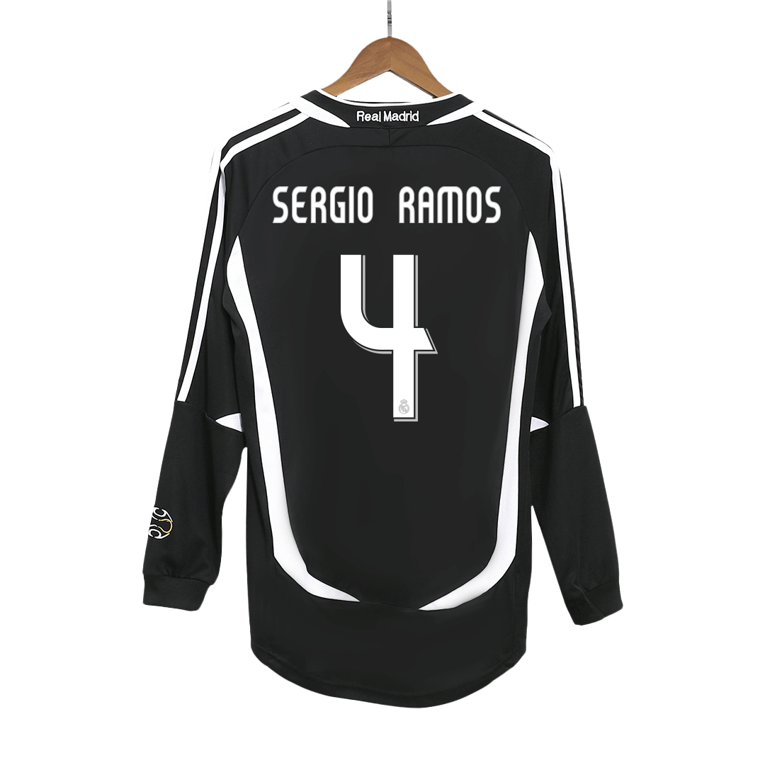 SERGIO RAMOS #4 Retro Real Madrid Uit Thuisshirt Lange Mouwen 2006/07