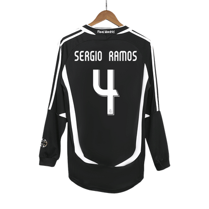 SERGIO RAMOS #4 Retro Real Madrid Uit Thuisshirt Lange Mouwen 2006/07
