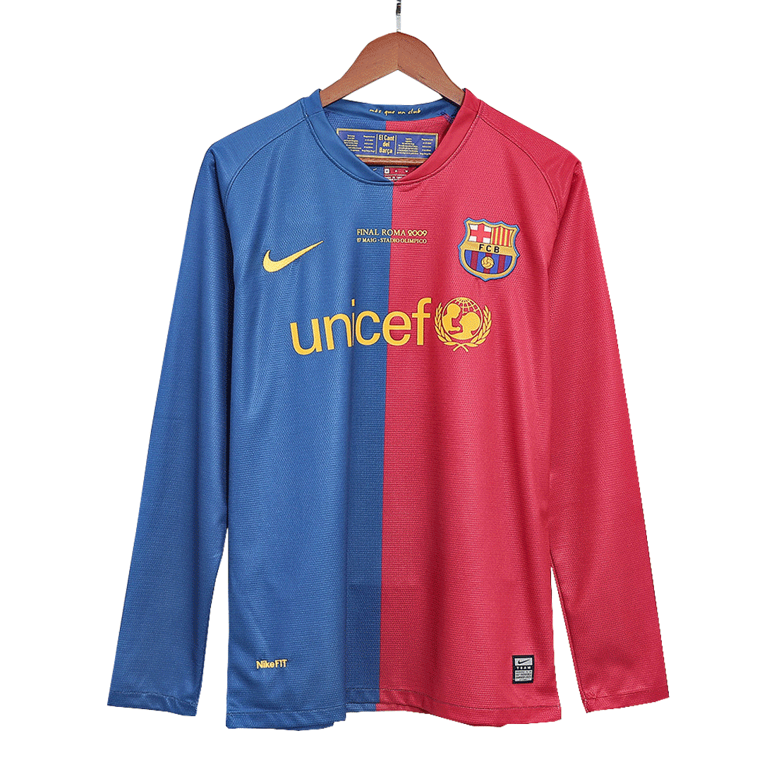 Retro Barcelona Thuisshirt Lange Mouwen 2008/09 - UCL Finale