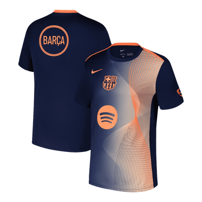 Barcelona Pre-Match Thuisshirt 2025/26 Oranje en Zwart Grote Maat