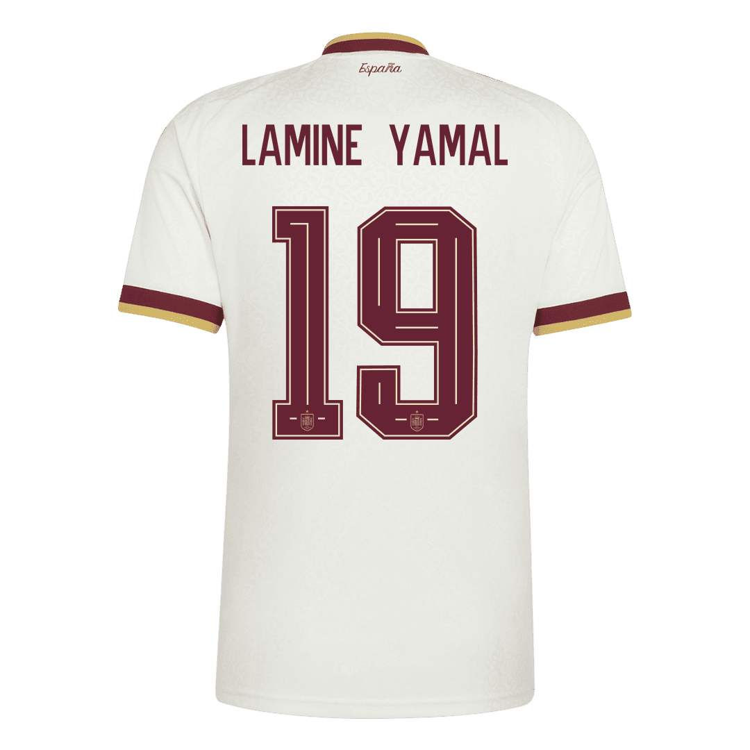 LAMINE YAMAL #19 Espagne Extérieur Maillot 2 Stars - Champion Edition - Coupe du Monde 2026 Blanc