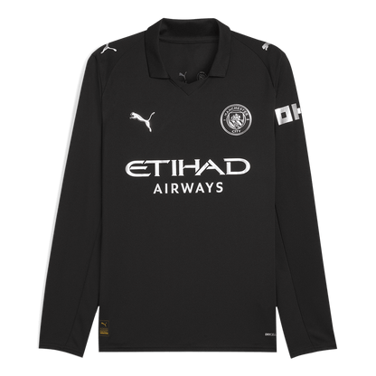 Manchester City Extérieur Maillot Manches Longues 2025/26 Noir Grande Taille