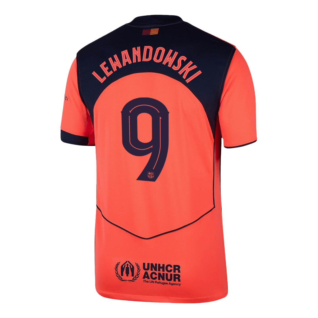 LEWANDOWSKI #9 Barcelona Derde Shirt 2025/26 Oranje - UCL