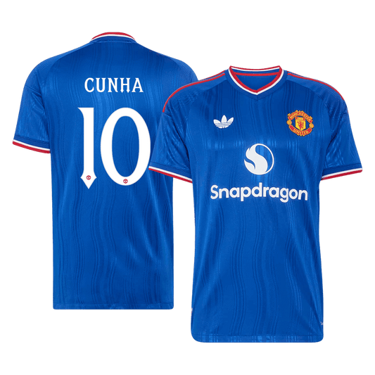 CUNHA #10 Manchester United Extérieur Maillot 2026/27 Bleu Joueur - UCL