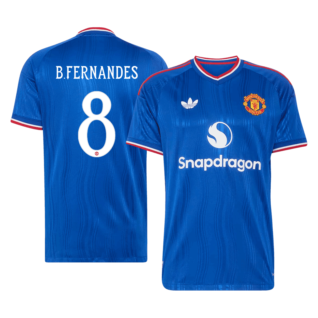 B. FERNANDES #8 Manchester United Extérieur Maillot 2026/27 Bleu Joueur - UCL