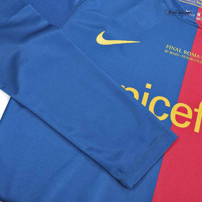 Retro Barcelona Thuisshirt Lange Mouwen 2008/09 - UCL Finale