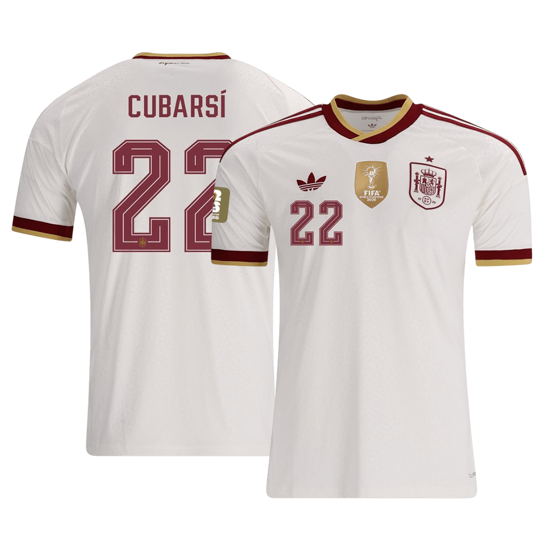 CUBARSÍ #22 Espagne Extérieur Maillot - Coupe du Monde 2026 Blanc Joueur